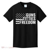 Guns Titties & Freedom Mens Funny Drinking Usa Flag Pullover Hoodie Kids T-Shirt thumb 0