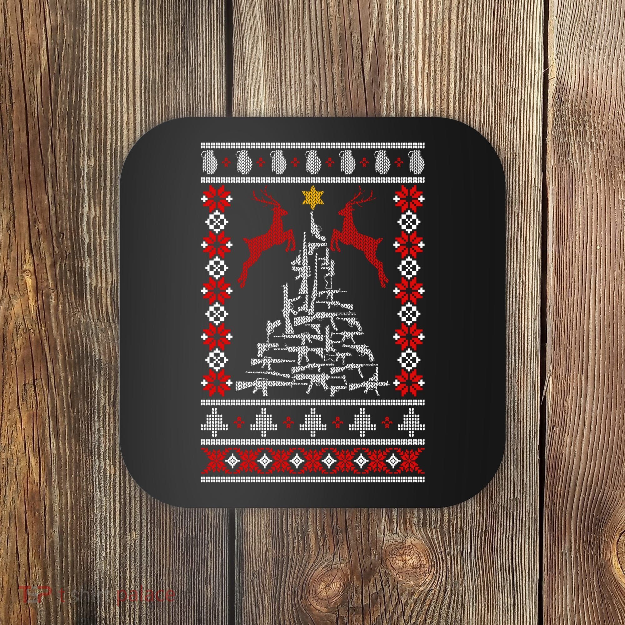 Guns Tree For Christmas Coaster