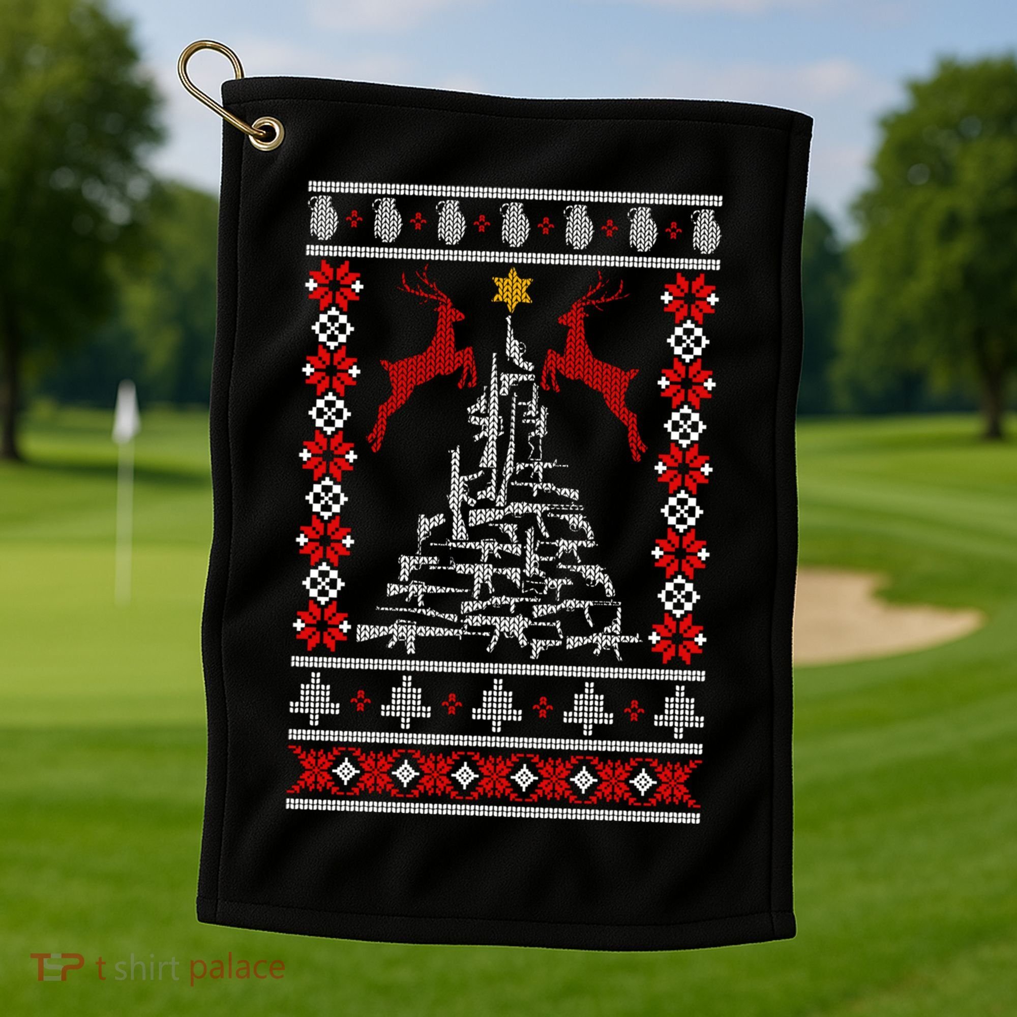 Guns Tree For Christmas Golf Towel