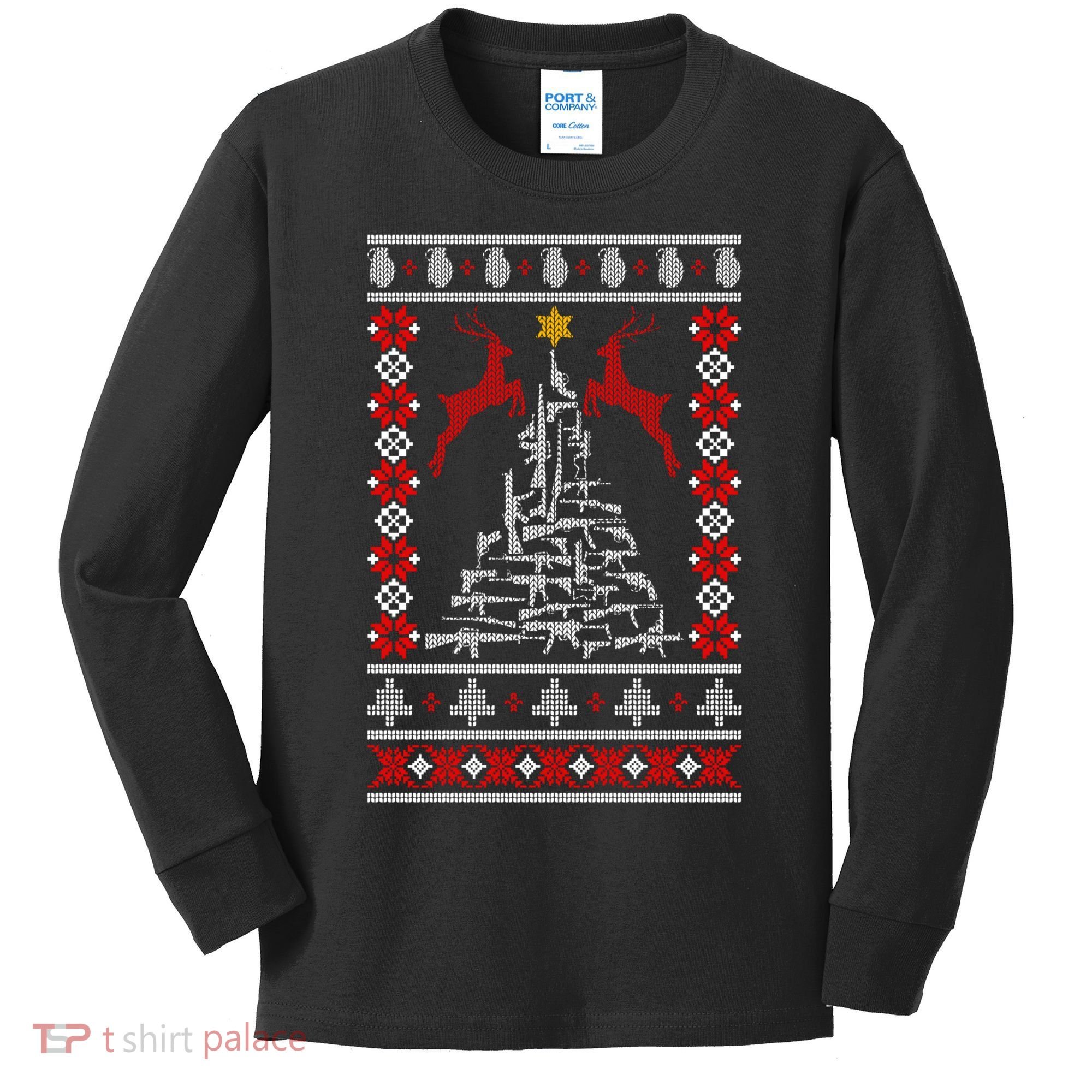 Guns Tree For Christmas Kids Long Sleeve Shirt