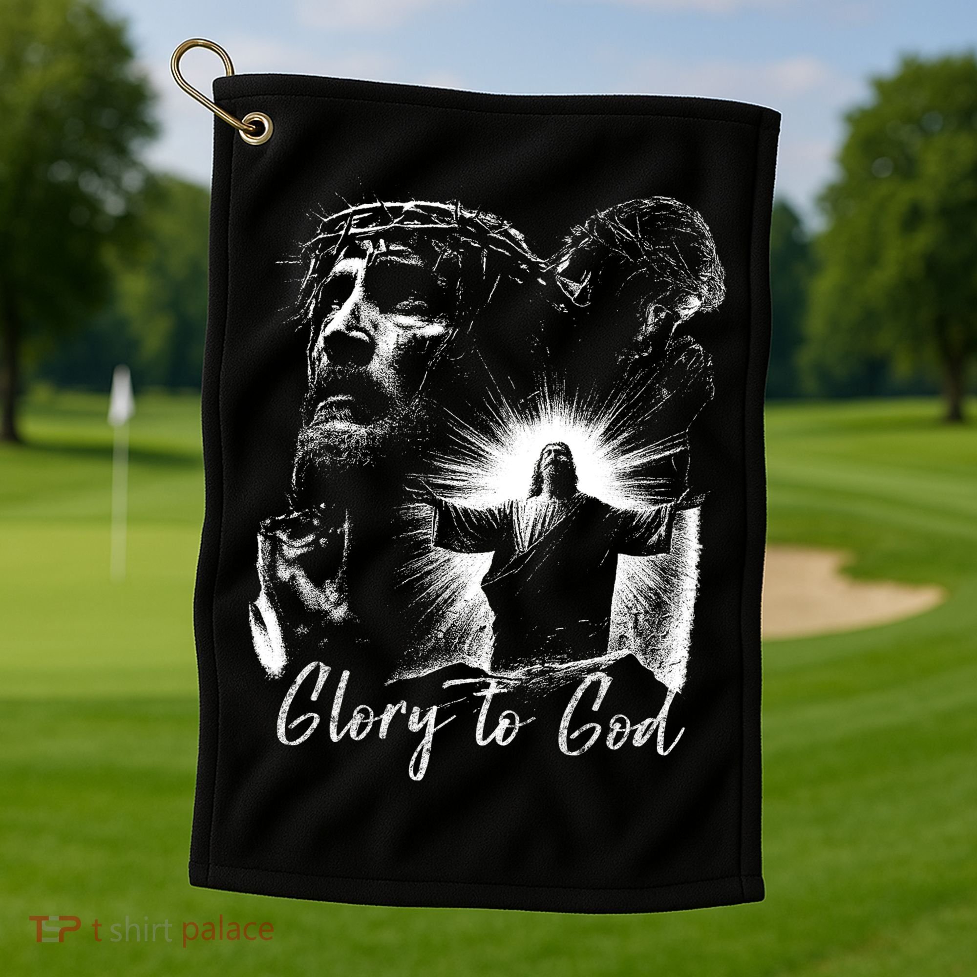 GLORY TO GOD JESUS Golf Towel