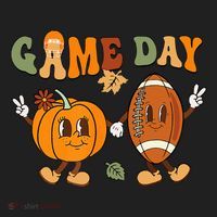 Groovy Thanksgiving Game Day Pumpkin Football Halloween Fall Beanie thumb 2