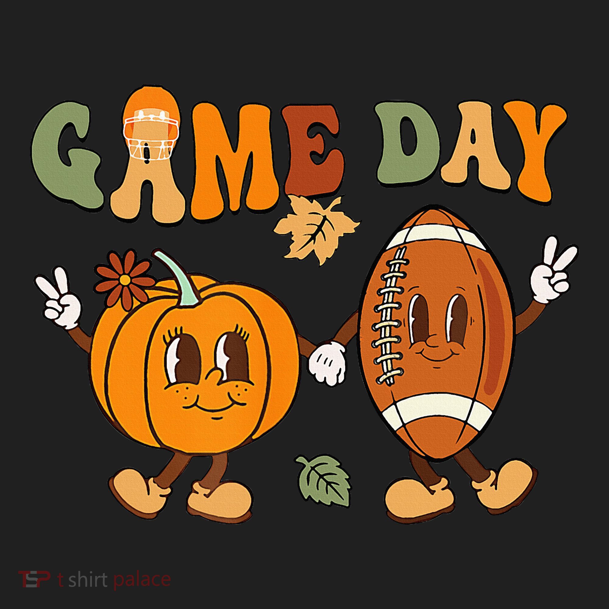 Groovy Thanksgiving Game Day Pumpkin Football Halloween Fall Beanie