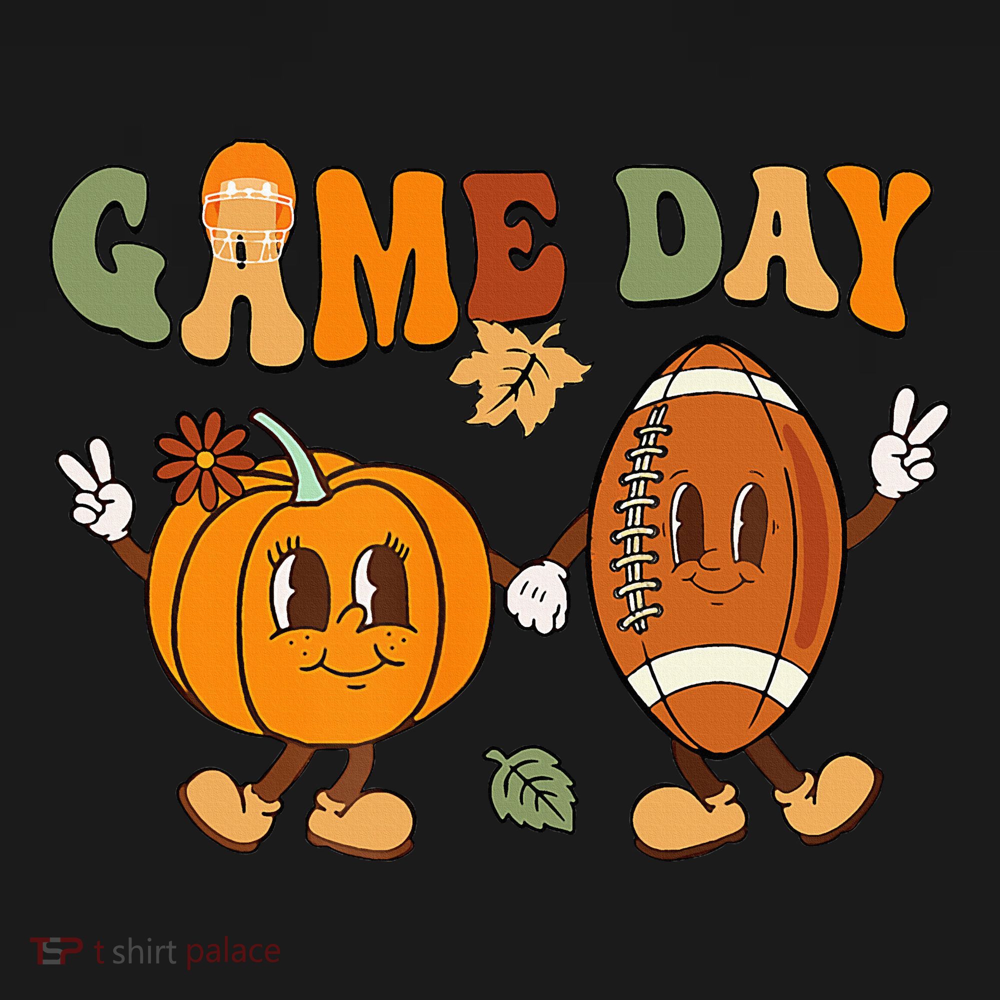 Groovy Thanksgiving Game Day Pumpkin Football Halloween Fall Women's Hoodie