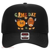 Groovy Thanksgiving Game Day Pumpkin Football Halloween Fall Hat thumb 0