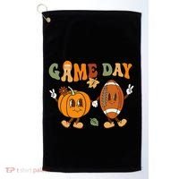 Groovy Thanksgiving Game Day Pumpkin Football Halloween Fall Golf Towel thumb 0
