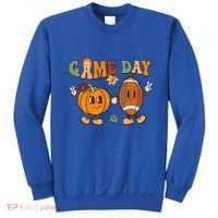 Groovy Thanksgiving Game Day Pumpkin Football Halloween Fall Sweatshirt thumb 0