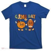 Groovy Thanksgiving Game Day Pumpkin Football Halloween Fall T-Shirt thumb 0