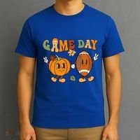 Groovy Thanksgiving Game Day Pumpkin Football Halloween Fall T-Shirt thumb 3