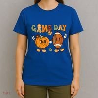 Groovy Thanksgiving Game Day Pumpkin Football Halloween Fall T-Shirt thumb 4
