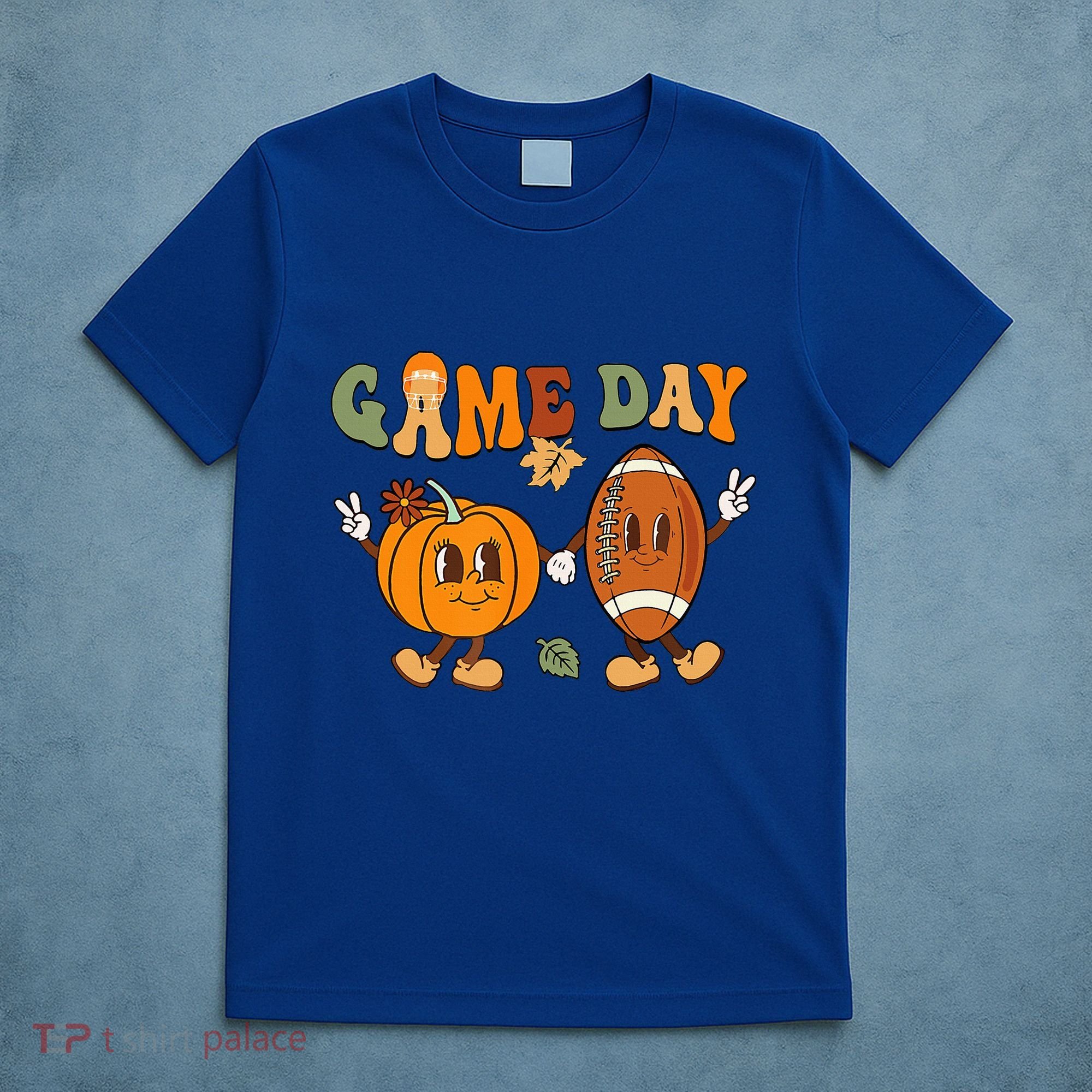 Groovy Thanksgiving Game Day Pumpkin Football Halloween Fall T-Shirt