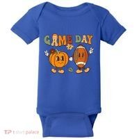 Groovy Thanksgiving Game Day Pumpkin Football Halloween Fall Baby Bodysuit thumb 0