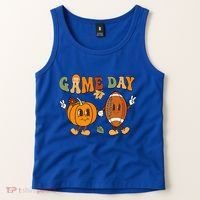 Groovy Thanksgiving Game Day Pumpkin Football Halloween Fall Tank Top thumb 2