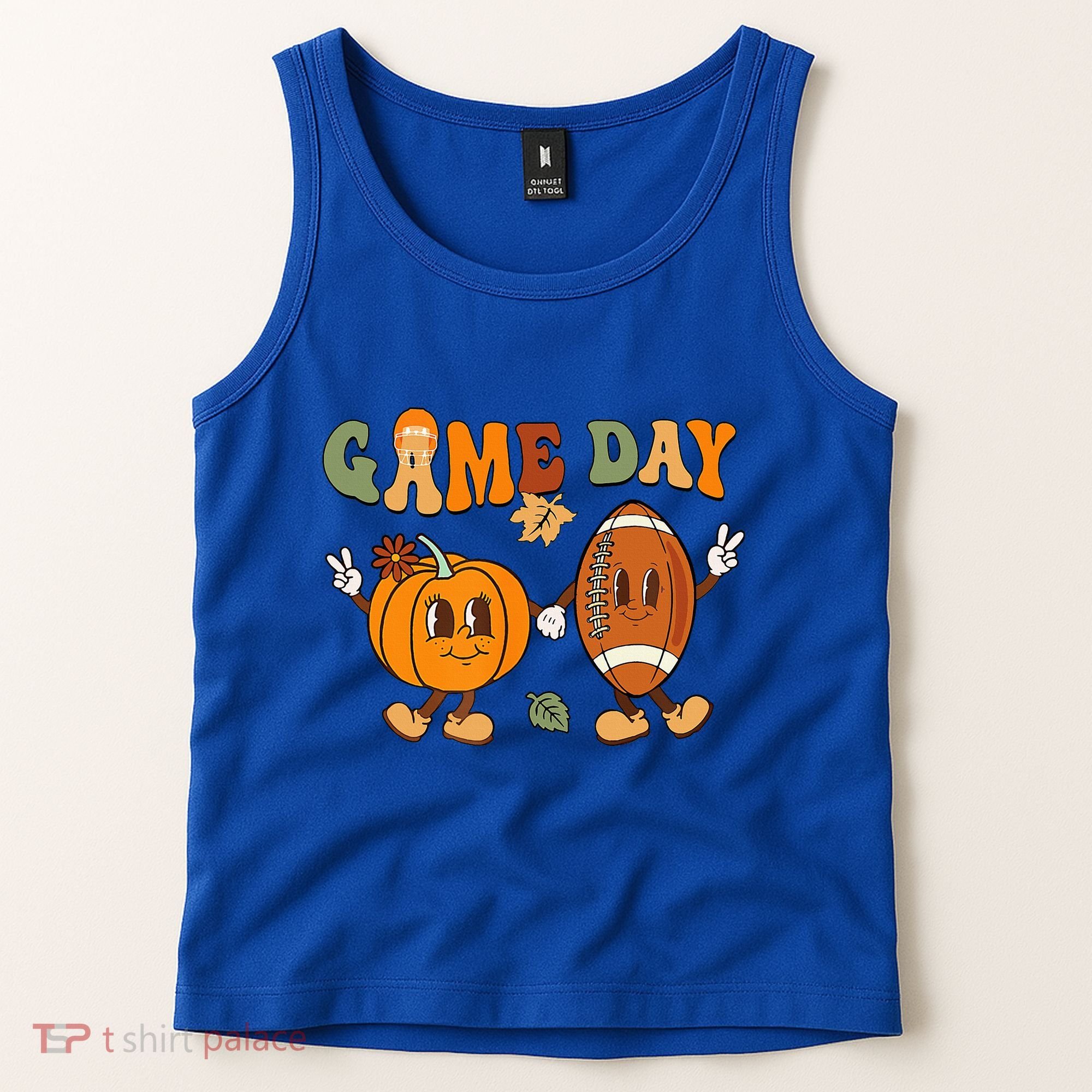 Groovy Thanksgiving Game Day Pumpkin Football Halloween Fall Tank Top