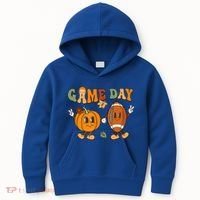 Groovy Thanksgiving Game Day Pumpkin Football Halloween Fall Kids Hoodie thumb 0