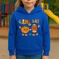 Groovy Thanksgiving Game Day Pumpkin Football Halloween Fall Kids Hoodie thumb 3