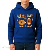 Groovy Thanksgiving Game Day Pumpkin Football Halloween Fall Kids Hoodie thumb 4