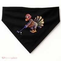 Golfing Turkey Golf Club Funny Thanksgiving USA-Made Doggie Bandana thumb 0