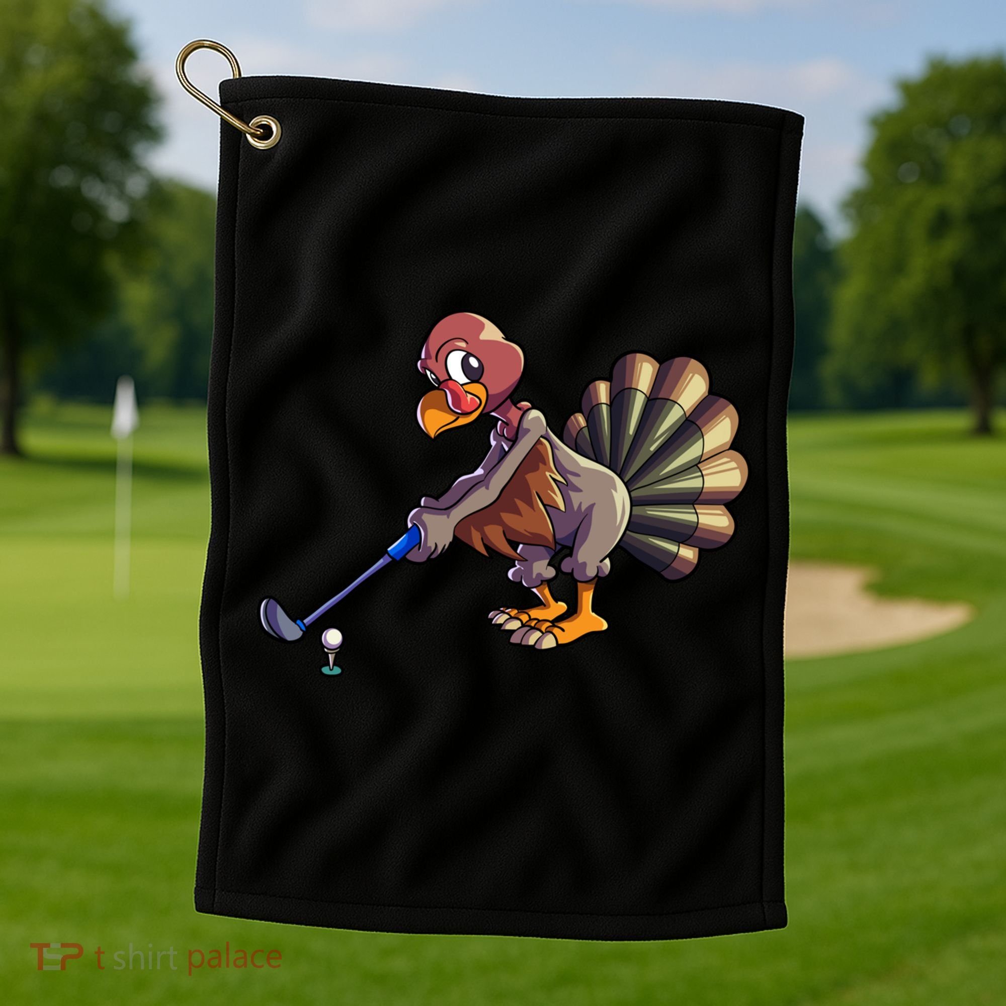 Golfing Turkey Golf Club Funny Thanksgiving Golf Towel