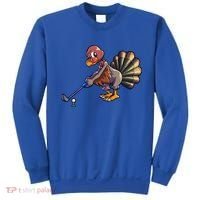 Golfing Turkey Golf Club Funny Thanksgiving Sweatshirt thumb 0