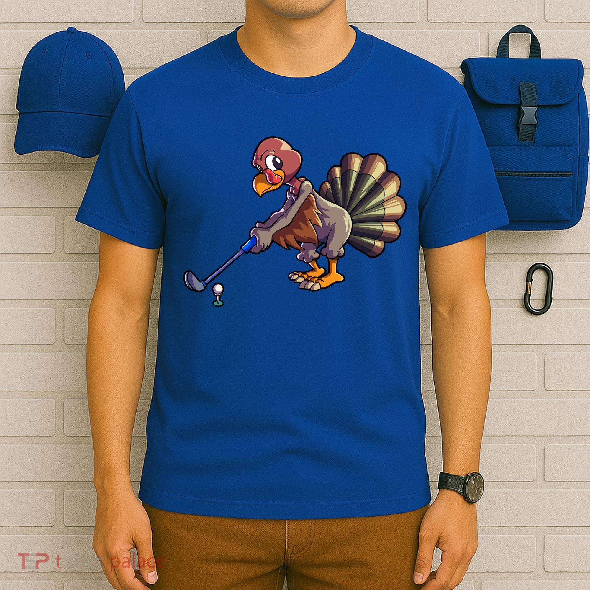 Golfing Turkey Golf Club Funny Thanksgiving T-Shirt