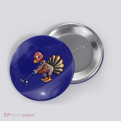 Golfing Turkey Golf Club Funny Thanksgiving Button