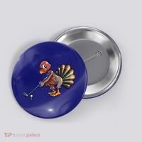 Golfing Turkey Golf Club Funny Thanksgiving Button thumb 0