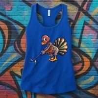 Golfing Turkey Golf Club Funny Thanksgiving Women's Tank Top thumb 3