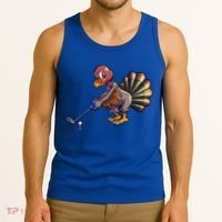 Golfing Turkey Golf Club Funny Thanksgiving Tank Top thumb 3