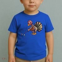 Golfing Turkey Golf Club Funny Thanksgiving Toddler T-Shirt thumb 2