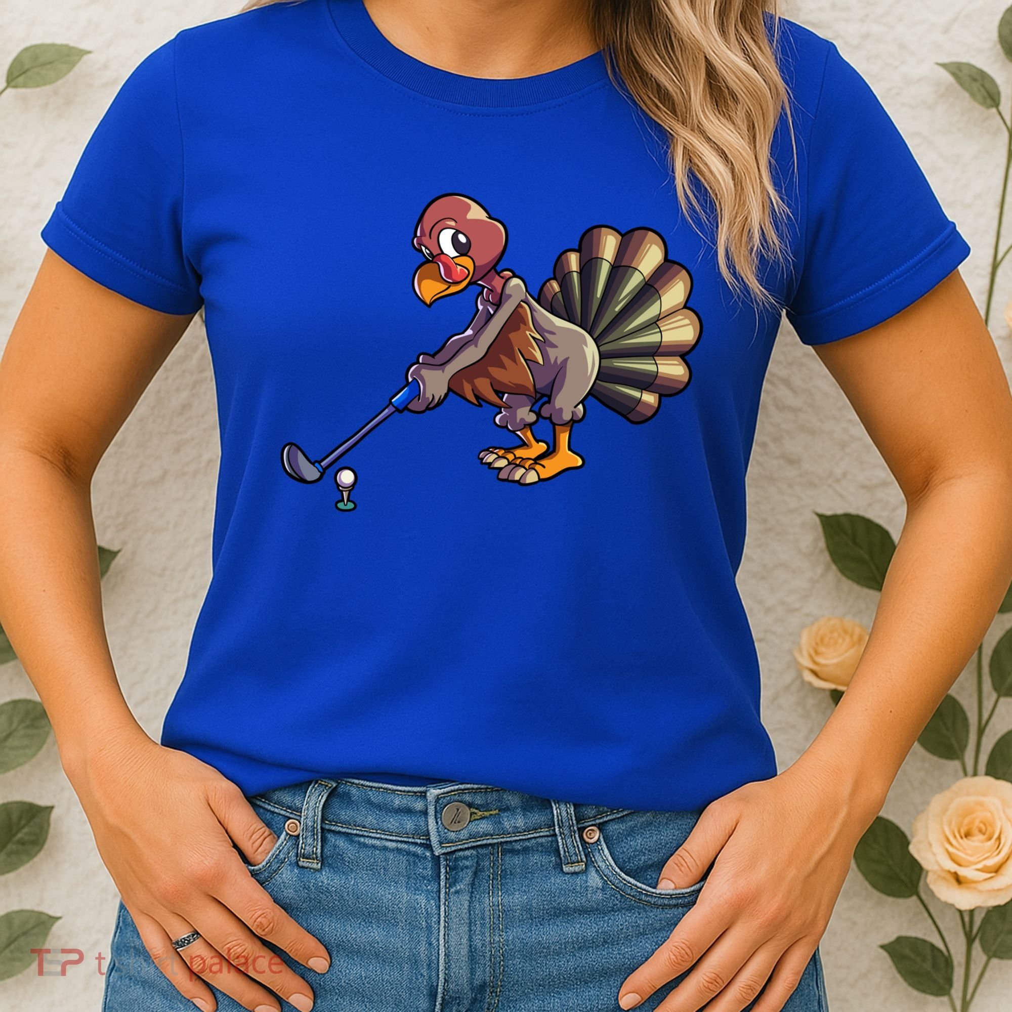 Golfing Turkey Golf Club Funny Thanksgiving Women's T-Shirt
