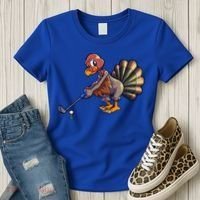 Golfing Turkey Golf Club Funny Thanksgiving Women's T-Shirt thumb 3