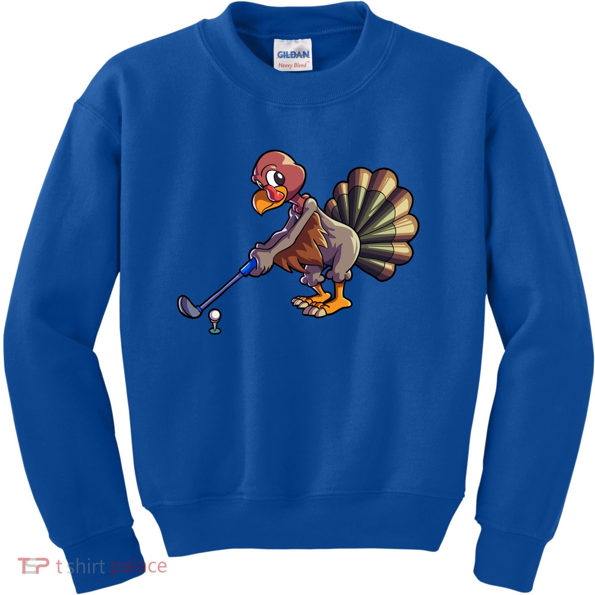 Golfing Turkey Golf Club Funny Thanksgiving Kids Sweatshirt