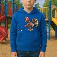 Golfing Turkey Golf Club Funny Thanksgiving Kids Hoodie thumb 2