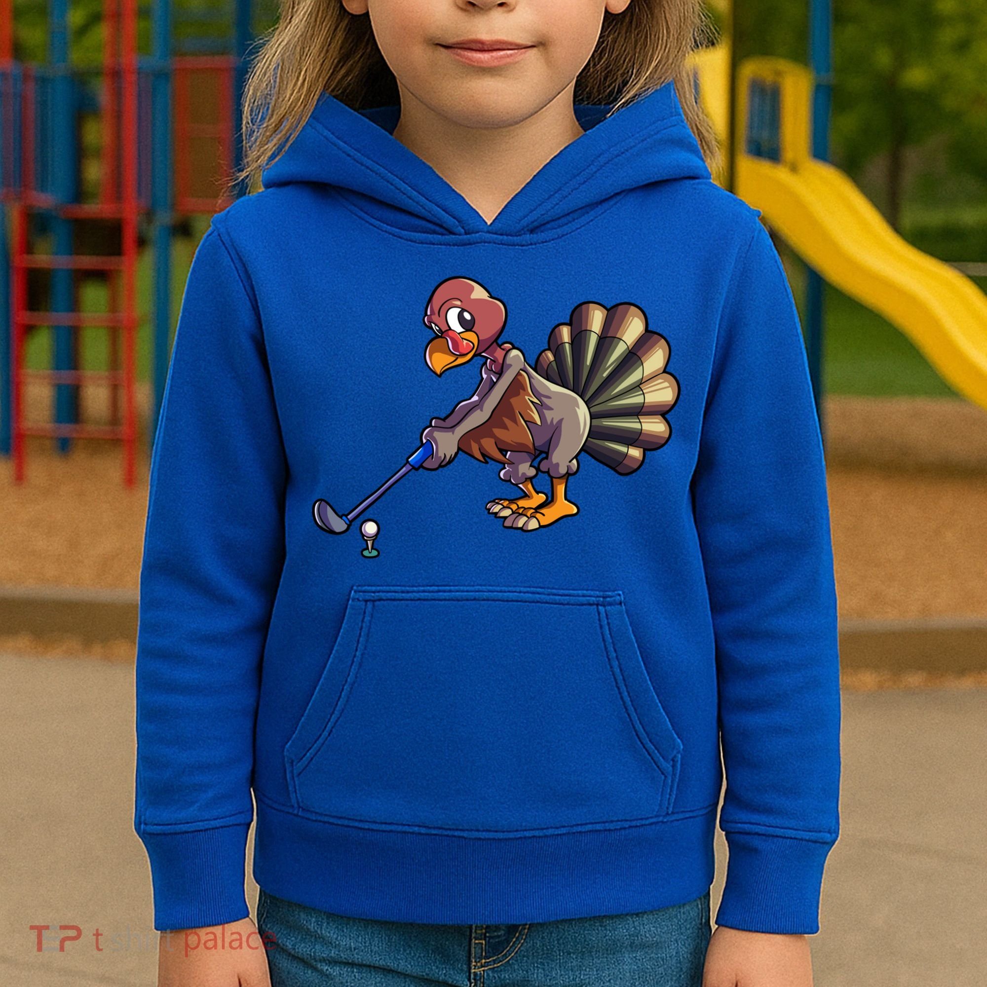 Golfing Turkey Golf Club Funny Thanksgiving Kids Hoodie