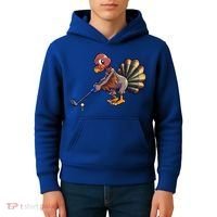 Golfing Turkey Golf Club Funny Thanksgiving Kids Hoodie thumb 4