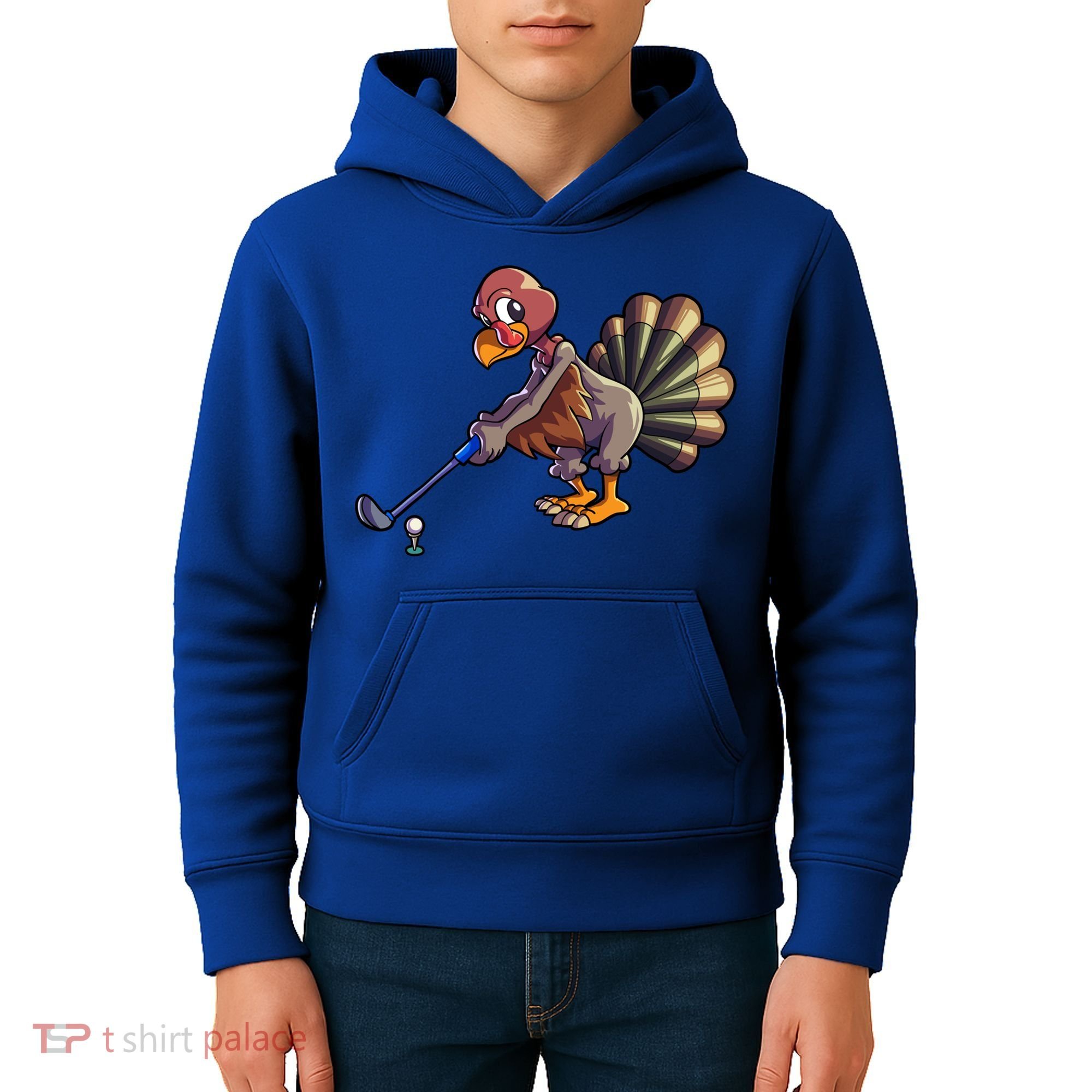 Golfing Turkey Golf Club Funny Thanksgiving Kids Hoodie