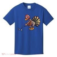 Golfing Turkey Golf Club Funny Thanksgiving Kids T-Shirt thumb 0