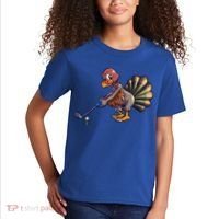 Golfing Turkey Golf Club Funny Thanksgiving Kids T-Shirt thumb 2