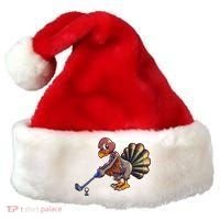 Golfing Turkey Golf Club Funny Thanksgiving Santa Hat thumb 0