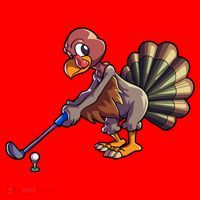 Golfing Turkey Golf Club Funny Thanksgiving Santa Hat thumb 1