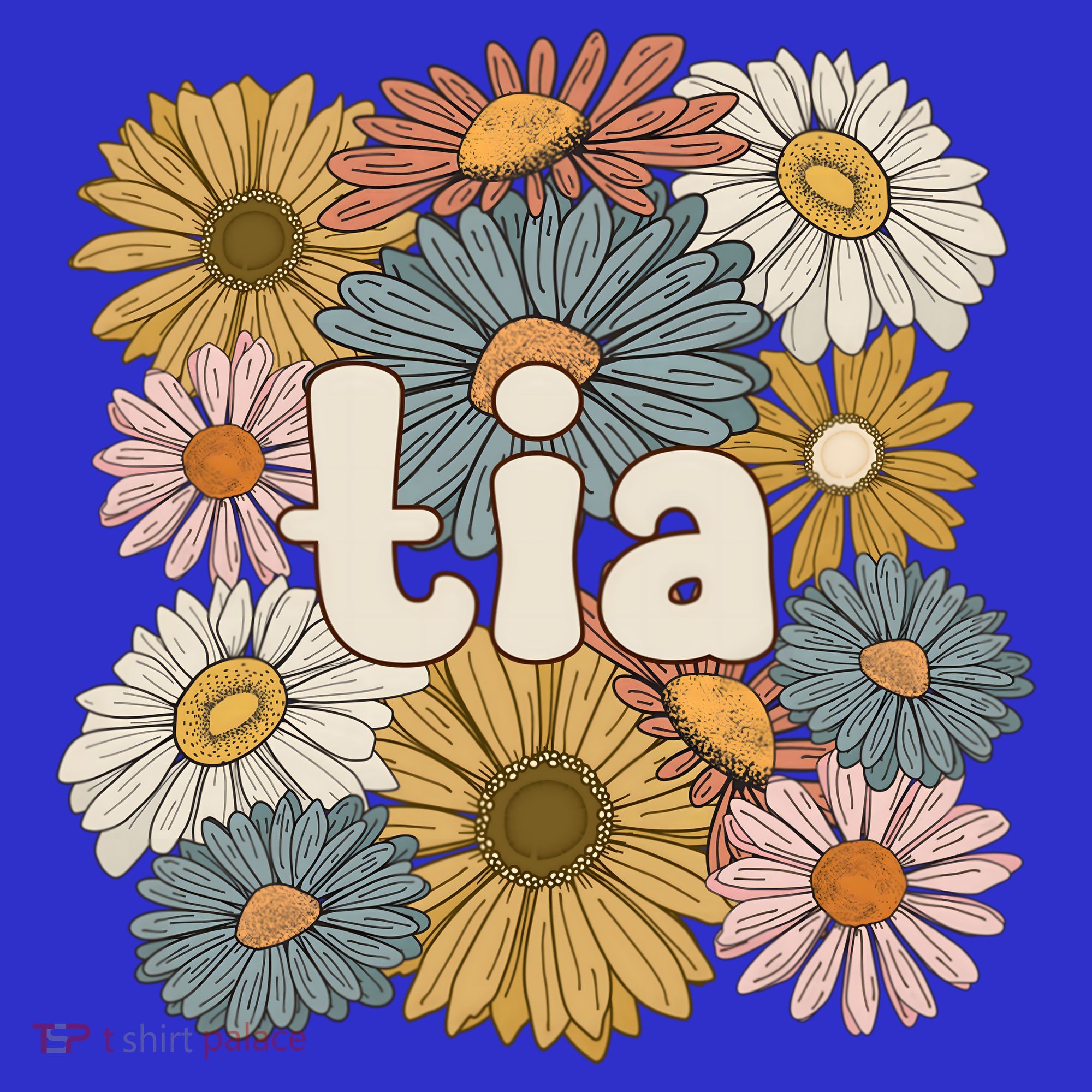 Groovy Tia Grandmother Flowers Tia Grandma Gift T-Shirt