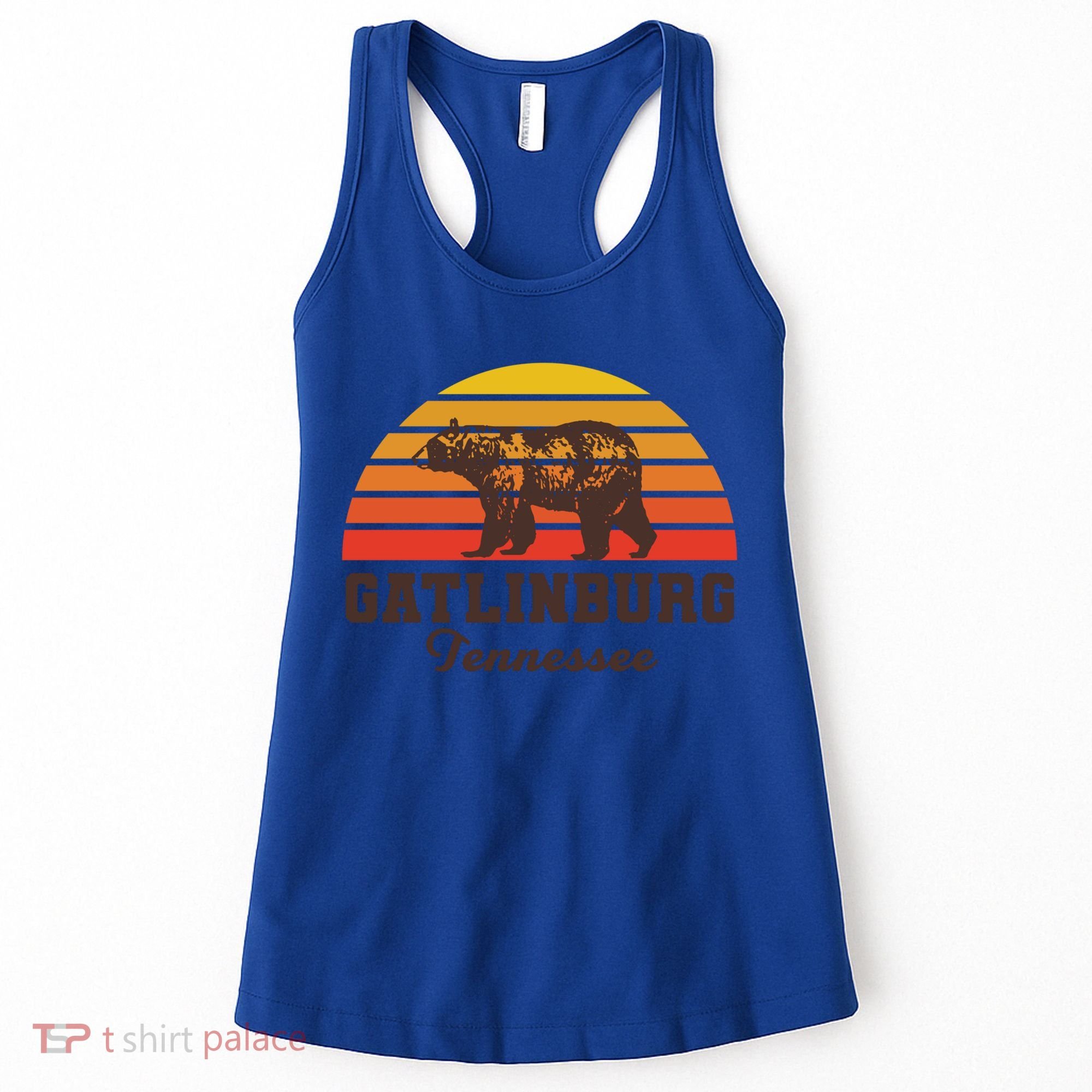 Gatlinburg Tennessee Great Smoky Mountains Bear Retro Sunset Gift Women's Tank Top