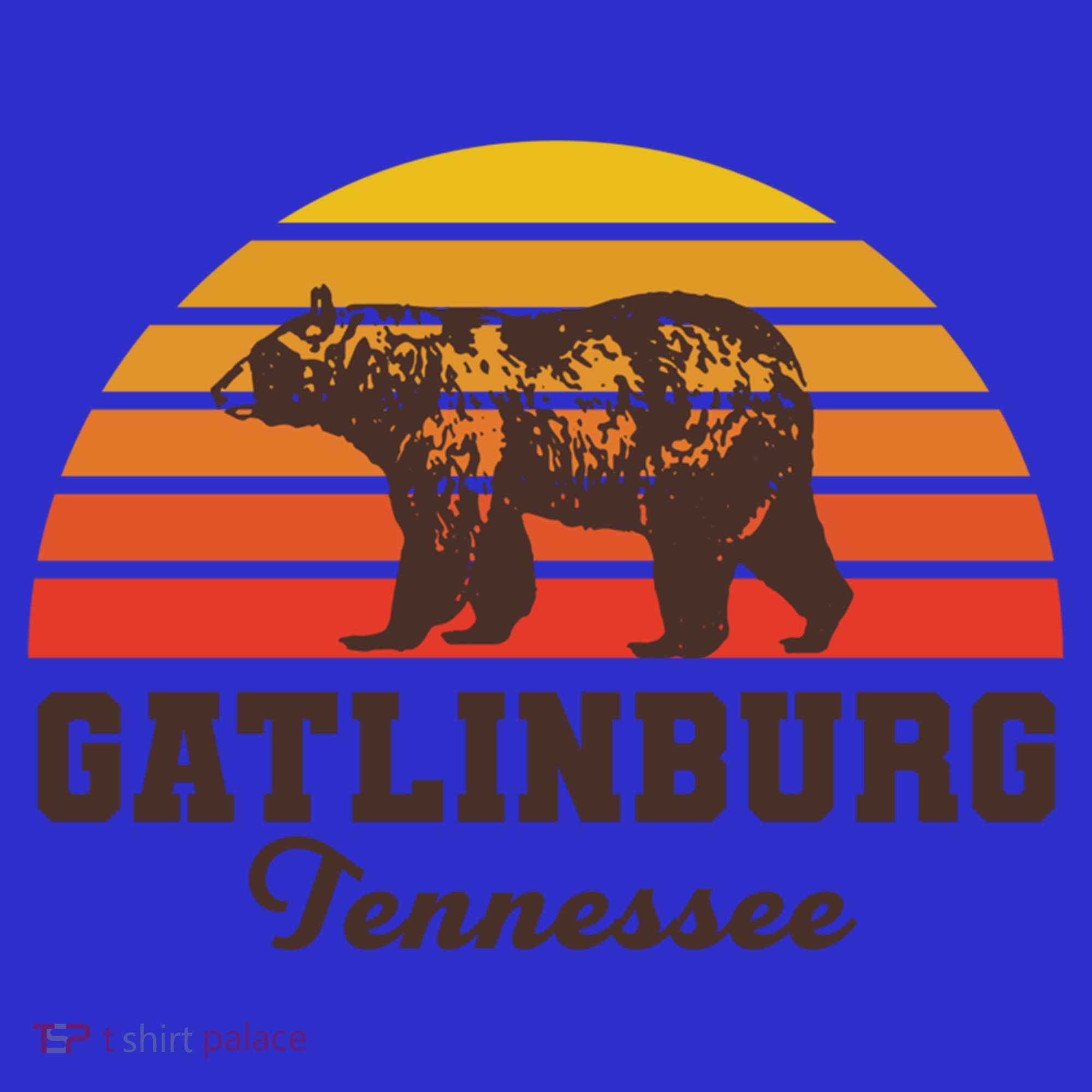 Gatlinburg Tennessee Great Smoky Mountains Bear Retro Sunset Gift Women's Tank Top