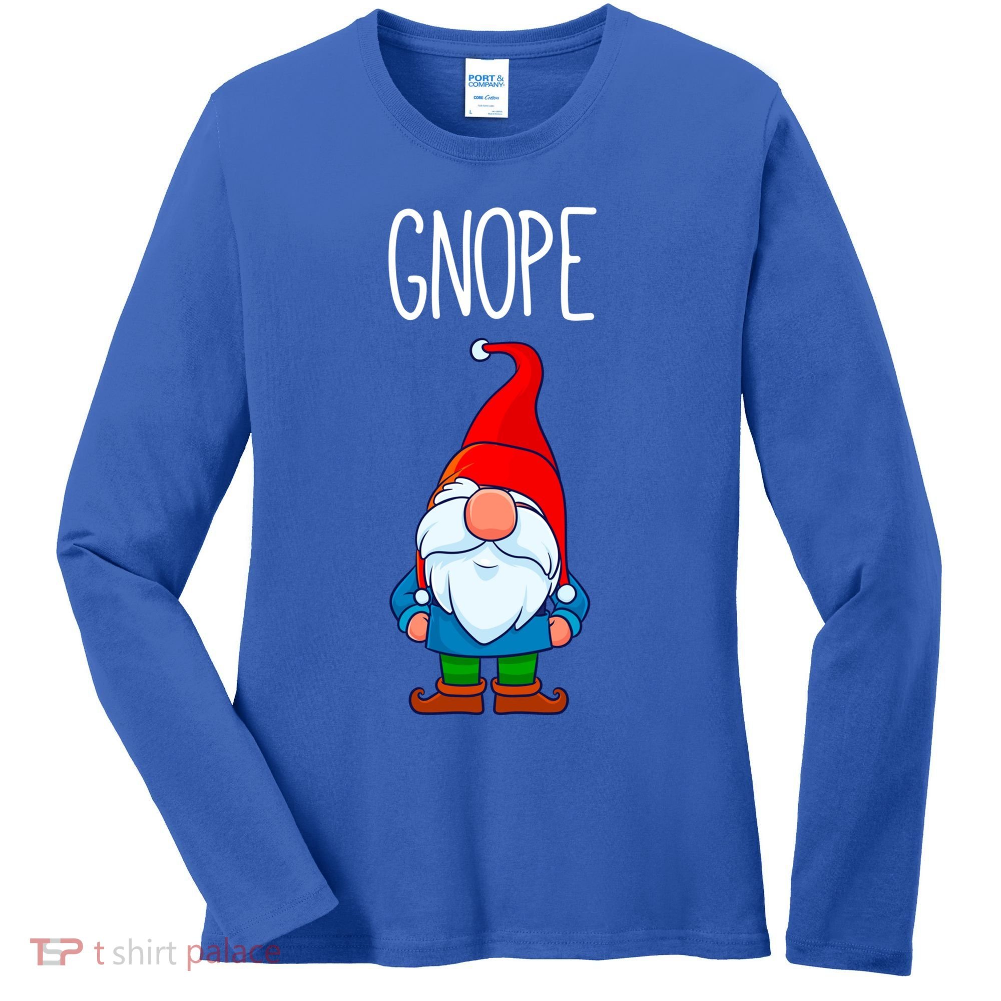 Gnope Tomte Garden Gnome Gift Funny Scandinavian Nope Meaningful Gift Women's Long Sleeve Shirt