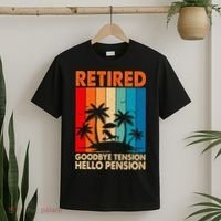 Goodbye Tension Hello Pension Beach Palm Trees Retirement T-Shirt thumb 2