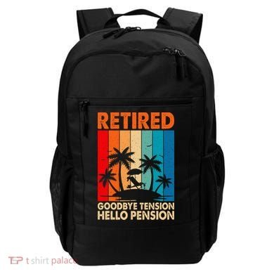 Goodbye Tension Hello Pension Beach Palm Trees Retirement Backpack