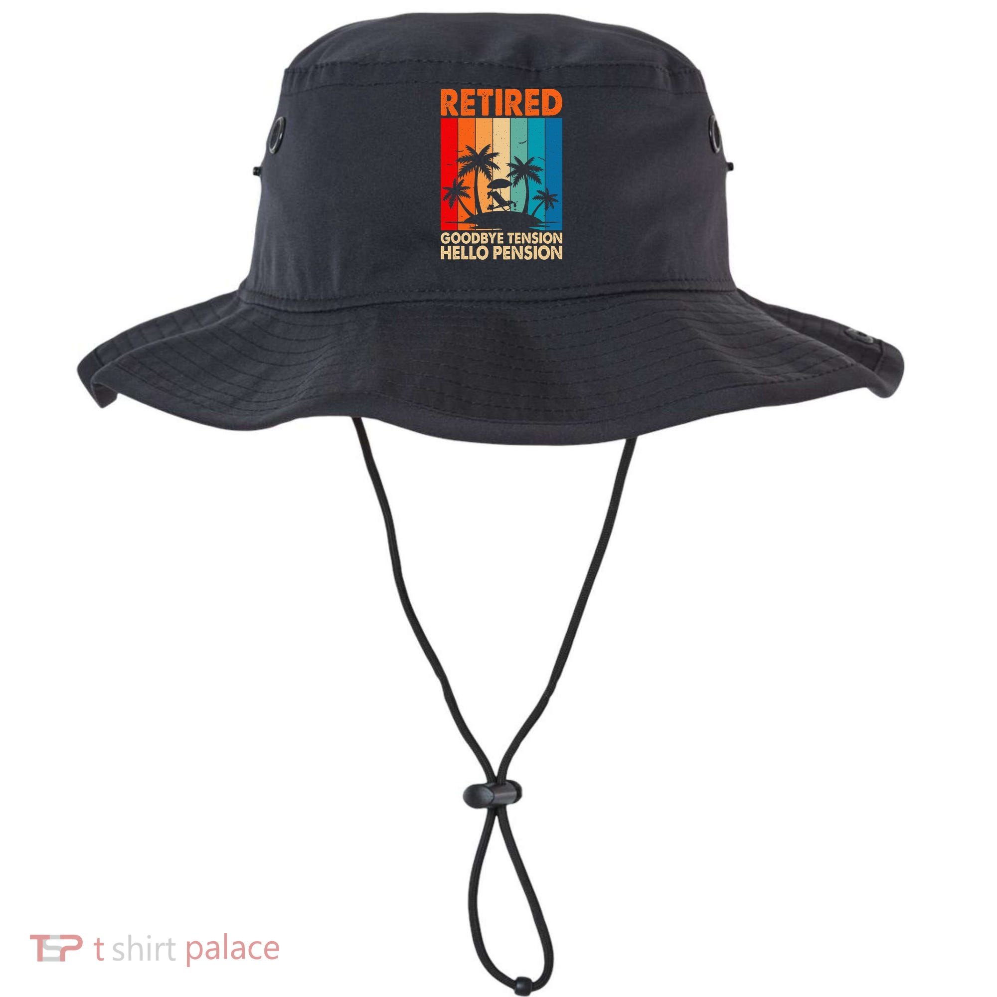 Goodbye Tension Hello Pension Beach Palm Trees Retirement Bucket Hat