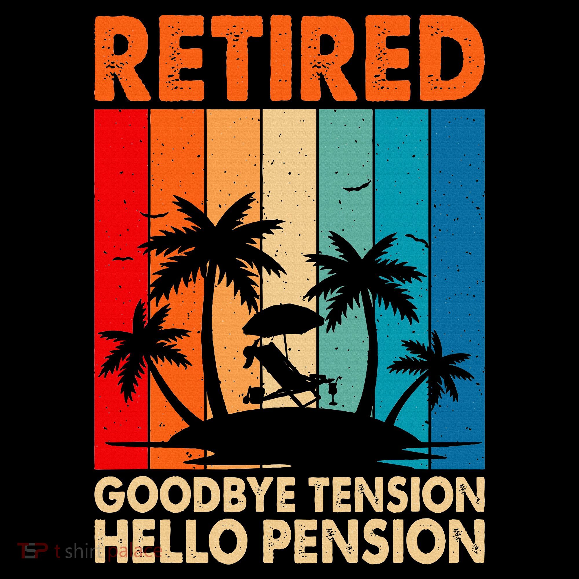 Goodbye Tension Hello Pension Beach Palm Trees Retirement Women's Hoodie