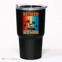 Goodbye Tension Hello Pension Beach Palm Trees Retirement Tumbler thumb 0